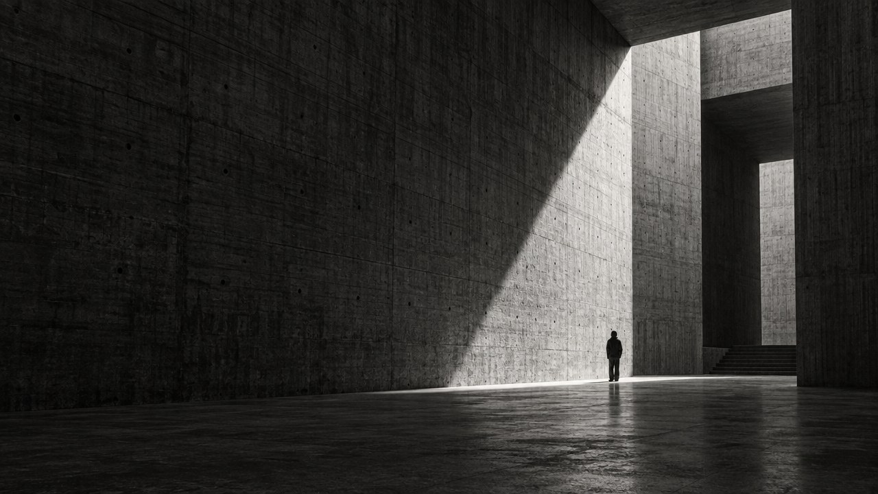 Architectural concrete corridor during an on-site venue walk
